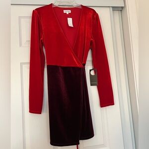 Privacy Please x Revolve Colorblock Velour Wrap Dress Size M